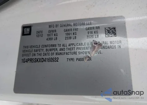 2013 Buick Verano Convenience Group z USA, uszkodzony, nr VIN 1G4PR5SKXD4160932